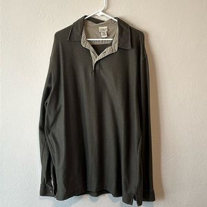 LL Bean Men's Polo Shirt Green Long Sleeve Pullover Cotton Size XL Tall